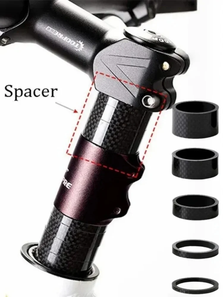 AliExpress NONE 5pc Mountain Bike Spacer Carbon Fiber Front Fork Tube Spacer 28.6mm Bike Stem Part 3/5/10/15/20mm Washer Kit Bicycle Accessories