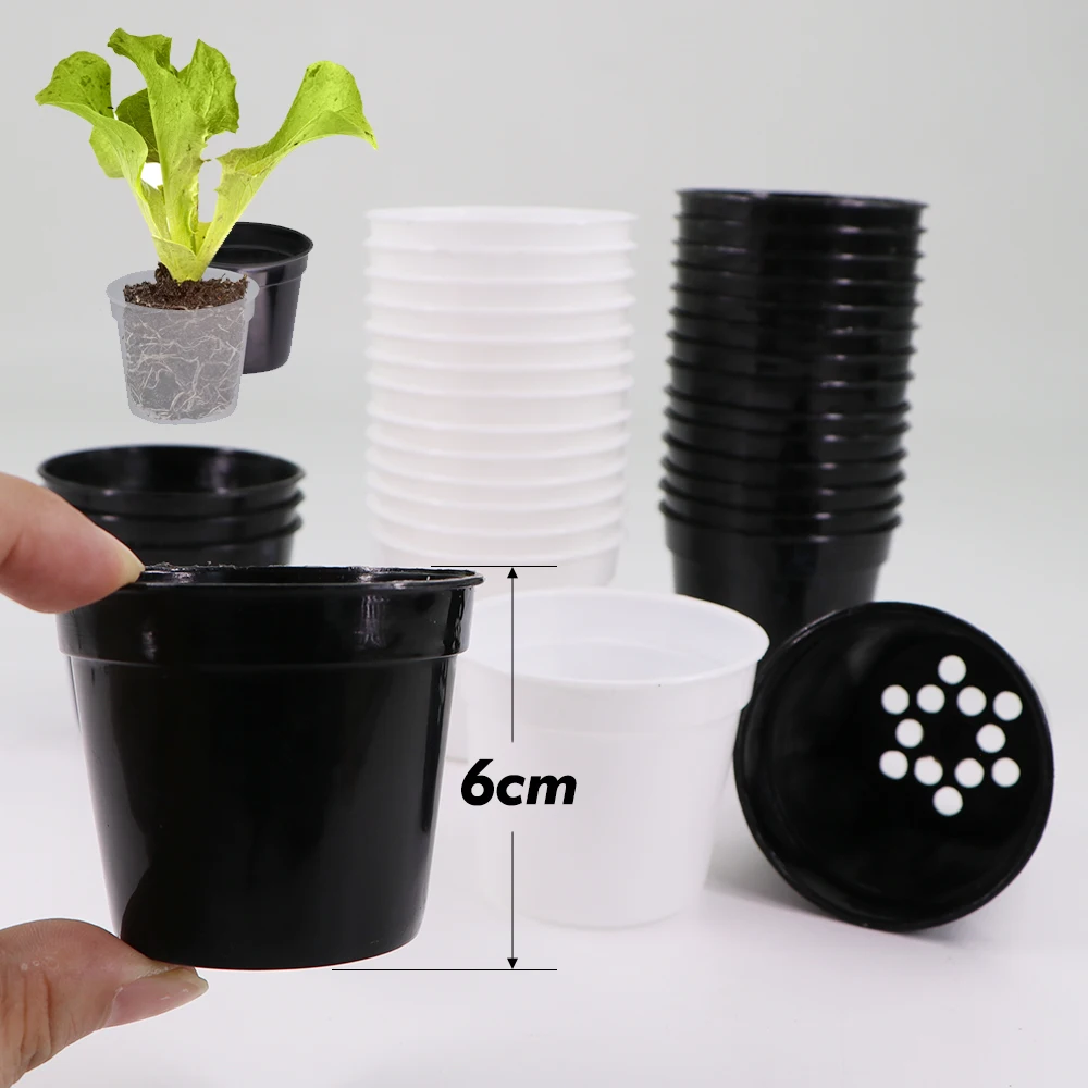 10PCS 5.5x6.5cm Hard Plastic Bonsai Flower Pots with Drain Holes Potting Bottom Breathable Container Eco-friendly Gardening Tool