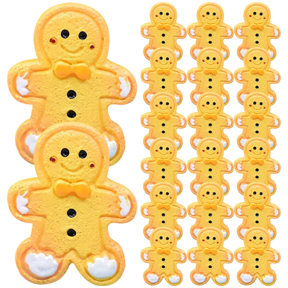

30 Pcs Simulated Cookie Accessories Costume Decorations Gingerbread Man Craft Charms Decorate Hanging Resin Simulation Men