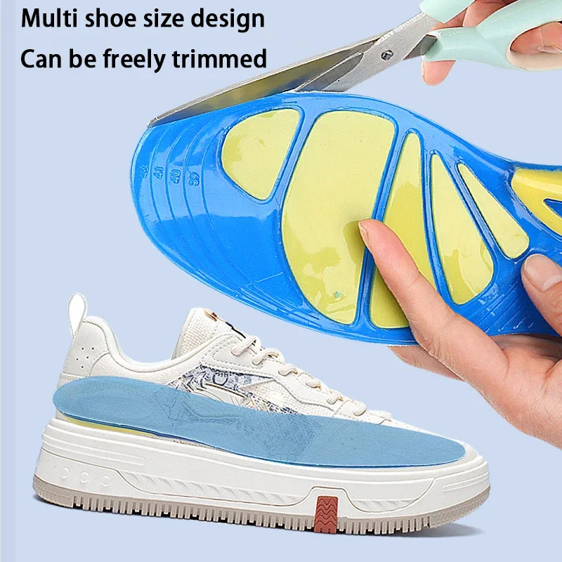 2pcs/4pcs Shock-absorbing Sole Arch Support Orthotic Insole Thick Silicone Elasticity Insole Soft Anti-slip Sports Insole image 6