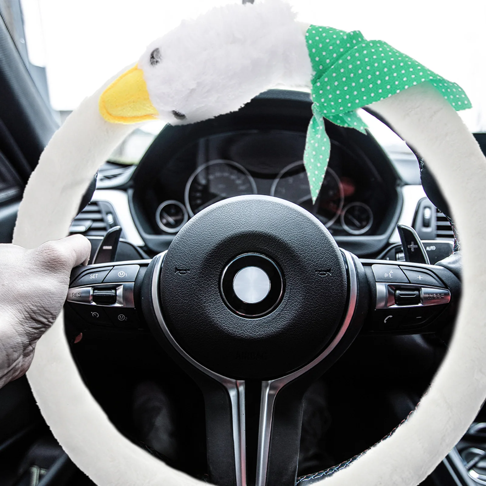 

Steering Wheel Cover Winter Warm Universal Car Accessories Protector Decorative Elastic Rubber Strap Design Easy
