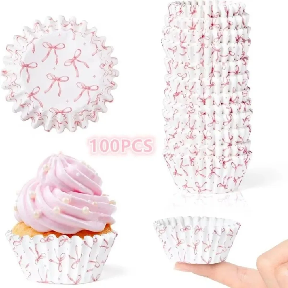 100 pcs Mini Size Cupcake Case Liners Decorating Tool Wrappers Baking Cups Bowknot Grease-proof Paper Cake Mold