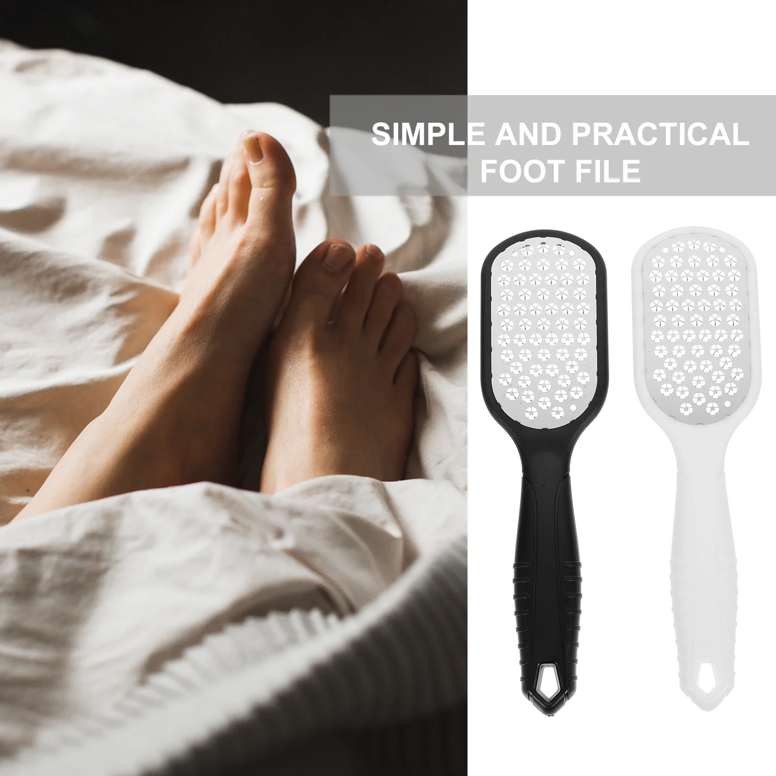 2개입 스테인리스 발 각질 제거기, 매끄러운 발을 위한 페디큐어 스크러버, 휴대용 발 트리머 도구
