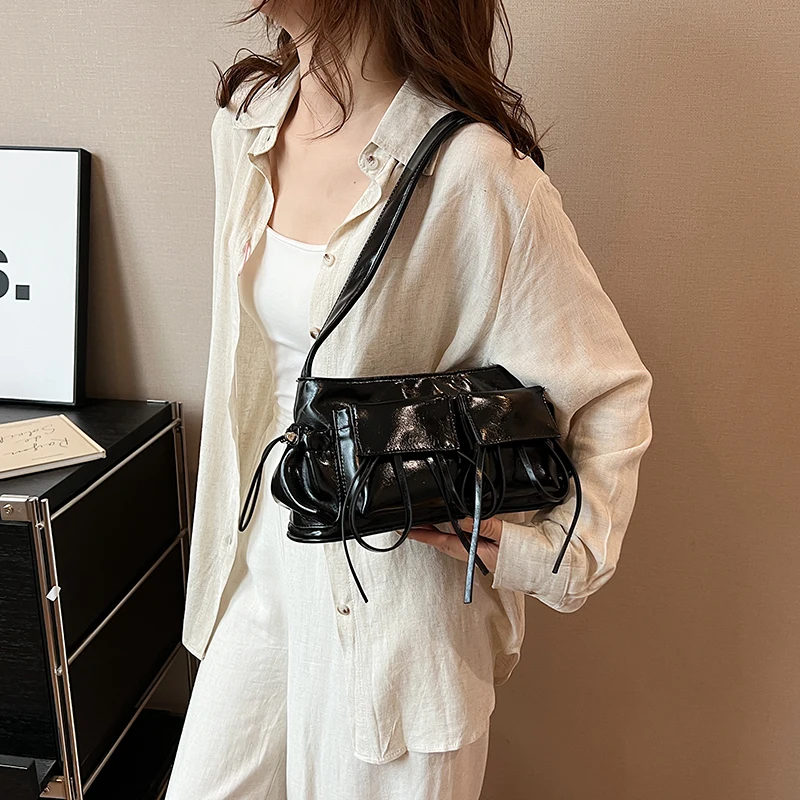 

Женская повседневная сумка-тоут с бантом, сумка для отдыха подмышками, однотонная модная сумка на плечо для девочек, уличная повседневная сумка