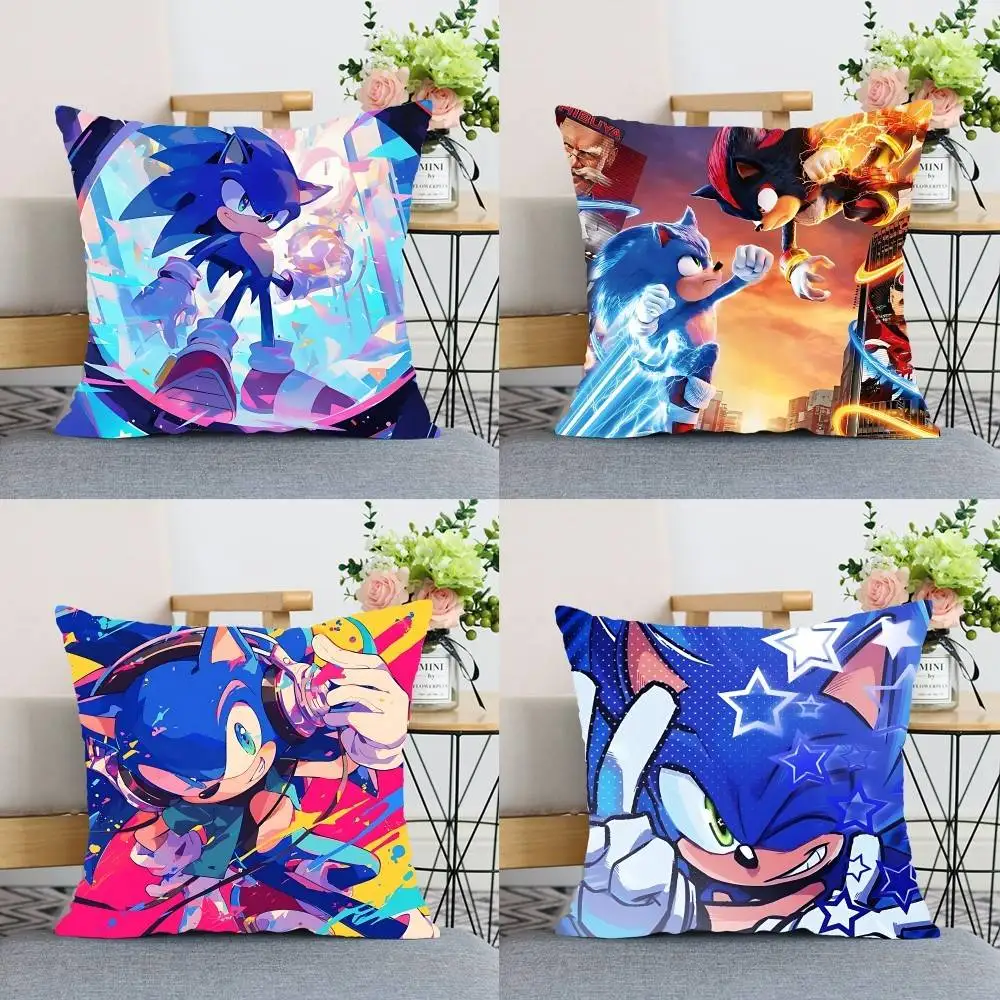 Anime S-Super-S-Sonics Throw Pillow Covers Pattern Cushion Cover Suitable For Sofa Bedroom Car Pillow Cover
