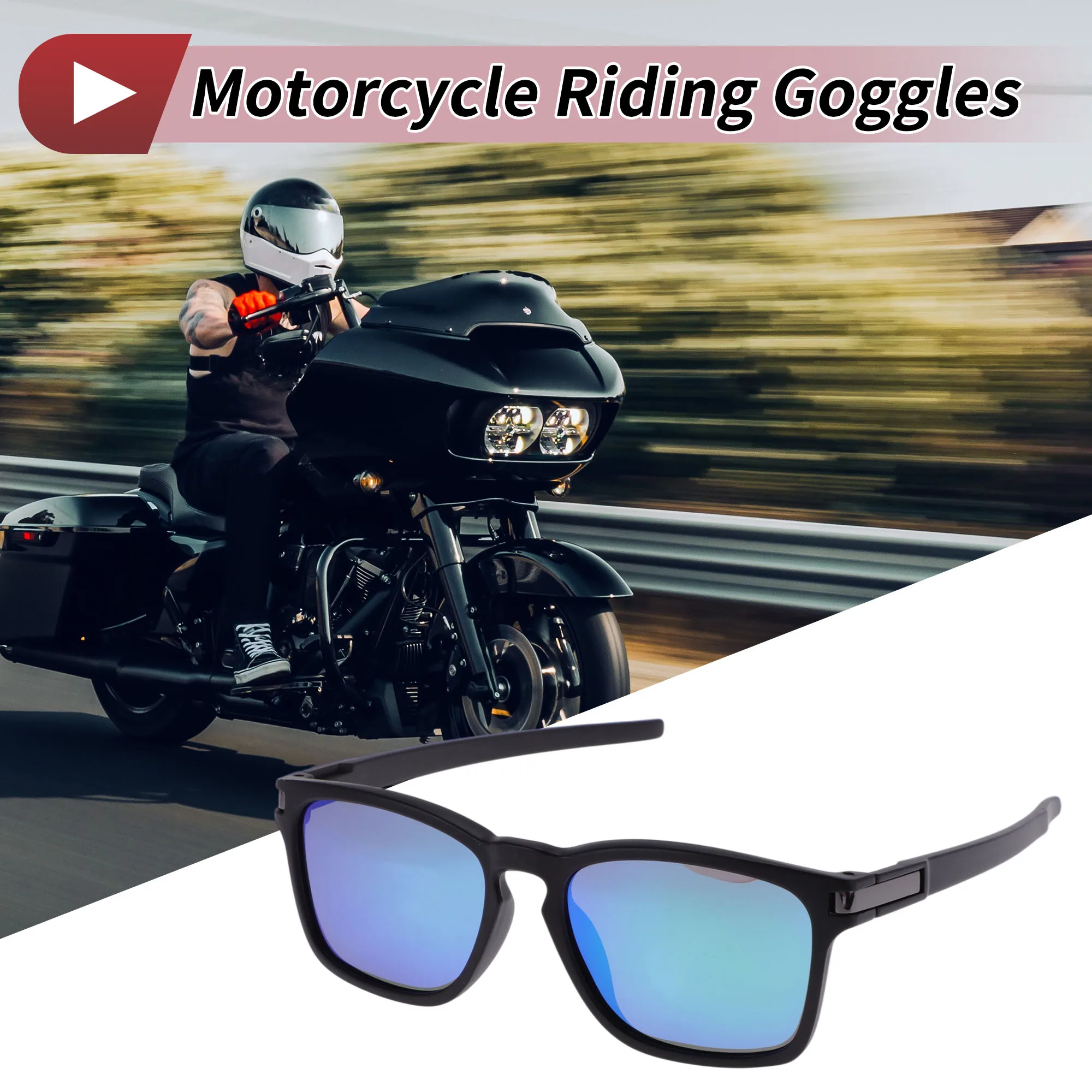 X Autohaux 1 Buah Kacamata Berkendara Sepeda Motor Anti Silau Tri-acetel Selulosa PC Kacamata Hitam Bersepeda Lensa Hijau Bingkai Hitam