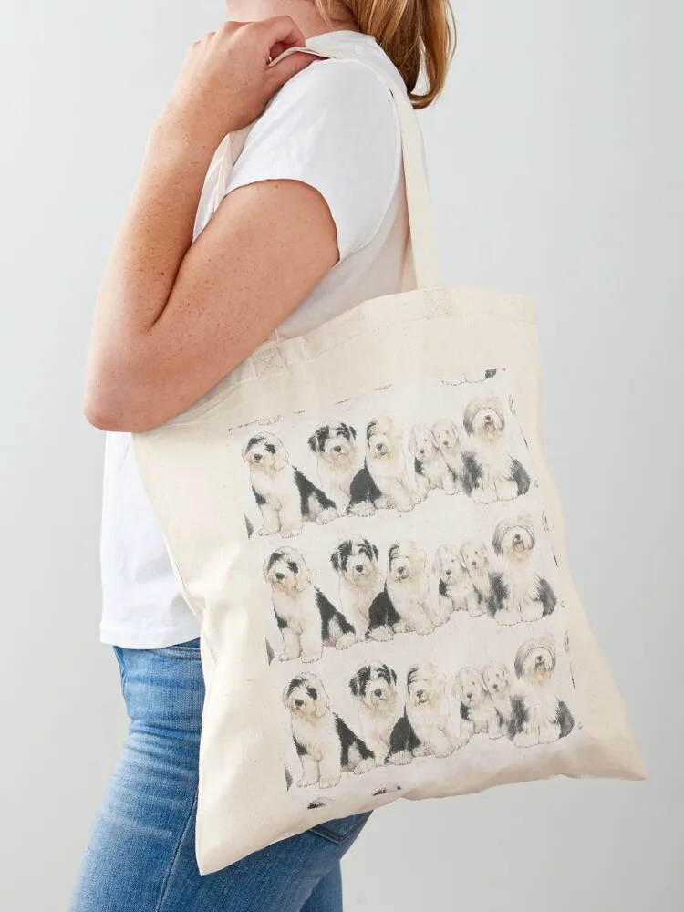 Old English Sheepdog Puppies Tote Bag Fabric bag the handbag personalized Canvas