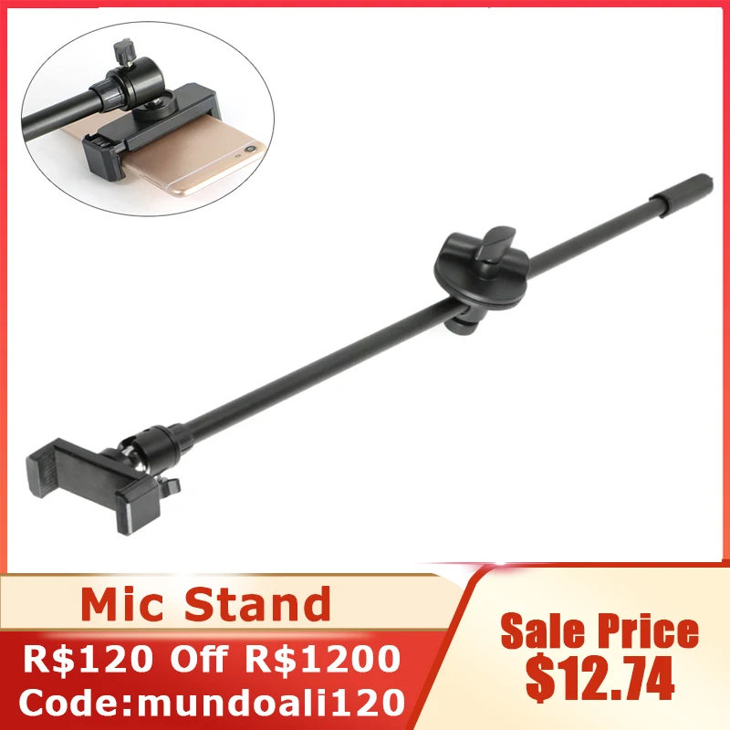 Microphone Crossbar Stand Cradle Head Mount Phone Clips Tripod Pole Accessories 3/8 Screw Holder Top Microphone Bracket Kit