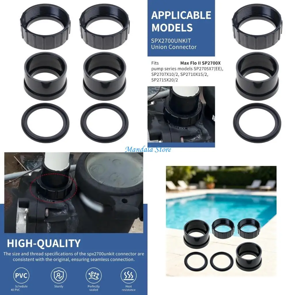 

U2JC 2Pcs Swimming Pool Union Fitting Replacement Plastic for SPX3200
