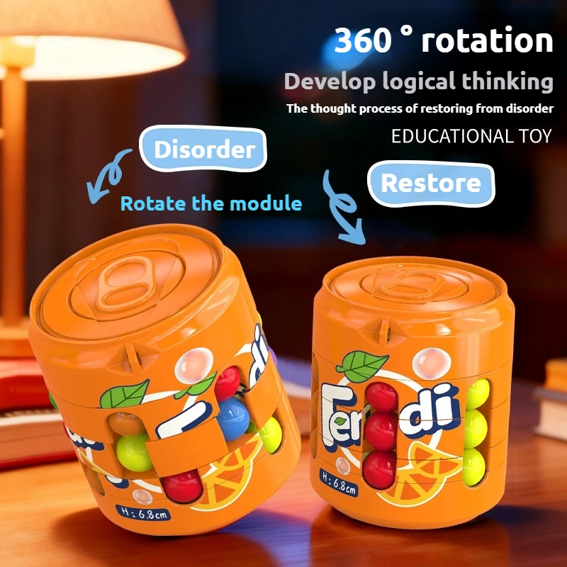 缶型マジックキューブフィジェットスピナー指遊びおもちゃローリングボールパズルストレス解消教育デスクトイ子供向けギフト