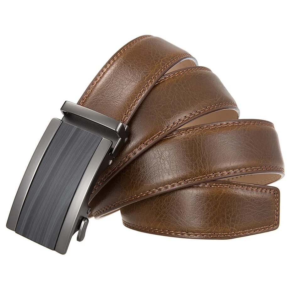 Plyesxale 3.5 cm Breedte Nieuwe Luxe Mannen Lederen Riem High-end Heren Automatische Gesp Riem Business All-match Tailleband B1215