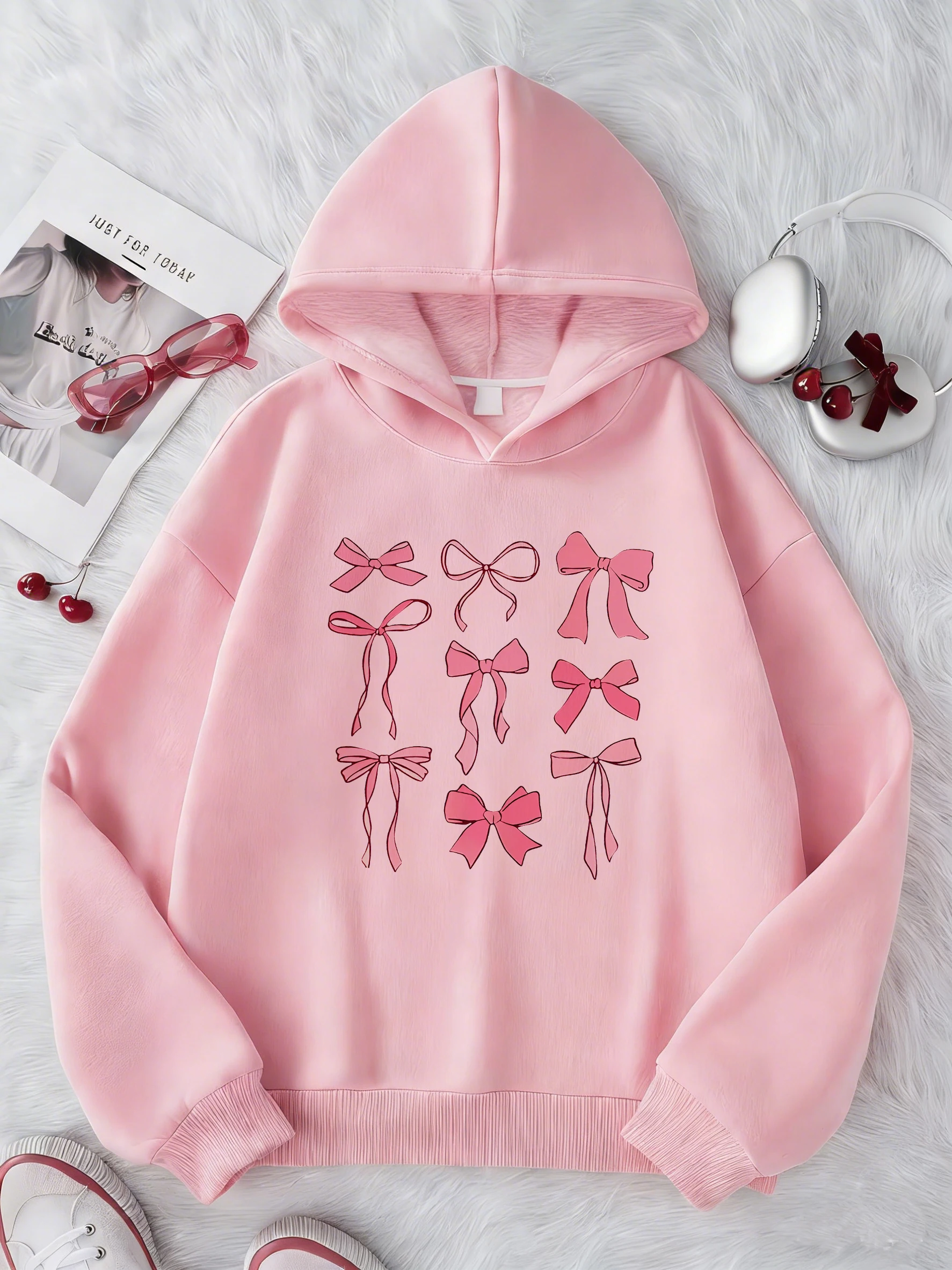 Rosa Farbiger Hoodie mit Schleifendesign für Mädchen, Kinder-Sweatshirt, Niedlicher Kapuzenpullover für Jungen und Mädchen, Herbst-Frühling Casual Hoodies