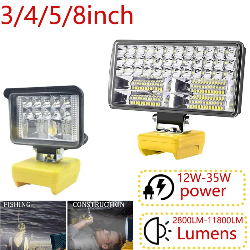 Dewalt 18V/20V 리튬 이온 배터리 35W 11800LM 손전등용 LED 작업 조명, 야외 작업 현장 조명용 무선 투광 조명