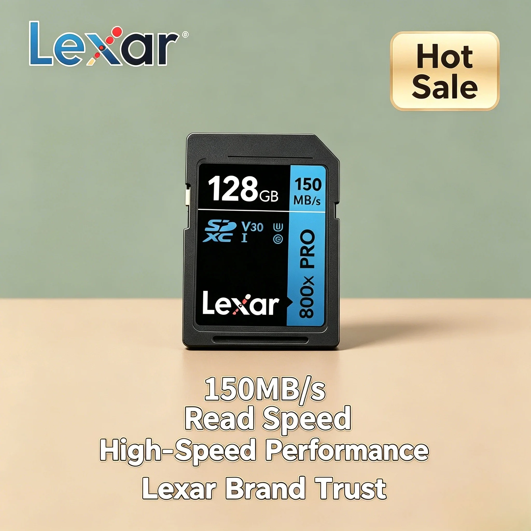 

Lexar SD Card 800X Pro 128GB 64GB 32GB 256GB Memory Card Class 10 3D 4K V30 Video High Speed UHS I 150MB/s for Camera Pro Max