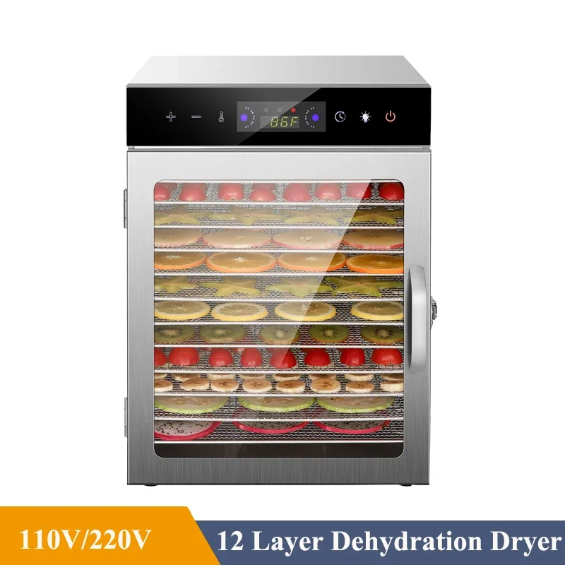 1000W 12-layers Food Dehydrator Commercial Home Dual-use Food Dryer Stainless Steel Fruit Vegetable Dryer/Drying Machine