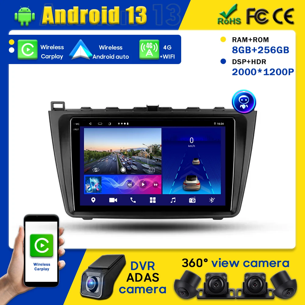 

Head Unit Player Multimedia Navigation GPS For Mazda 6 Ⅱ GH 2007-2012 Android Auto Car Radio Carplay Touch Screen No 2din DVD BT