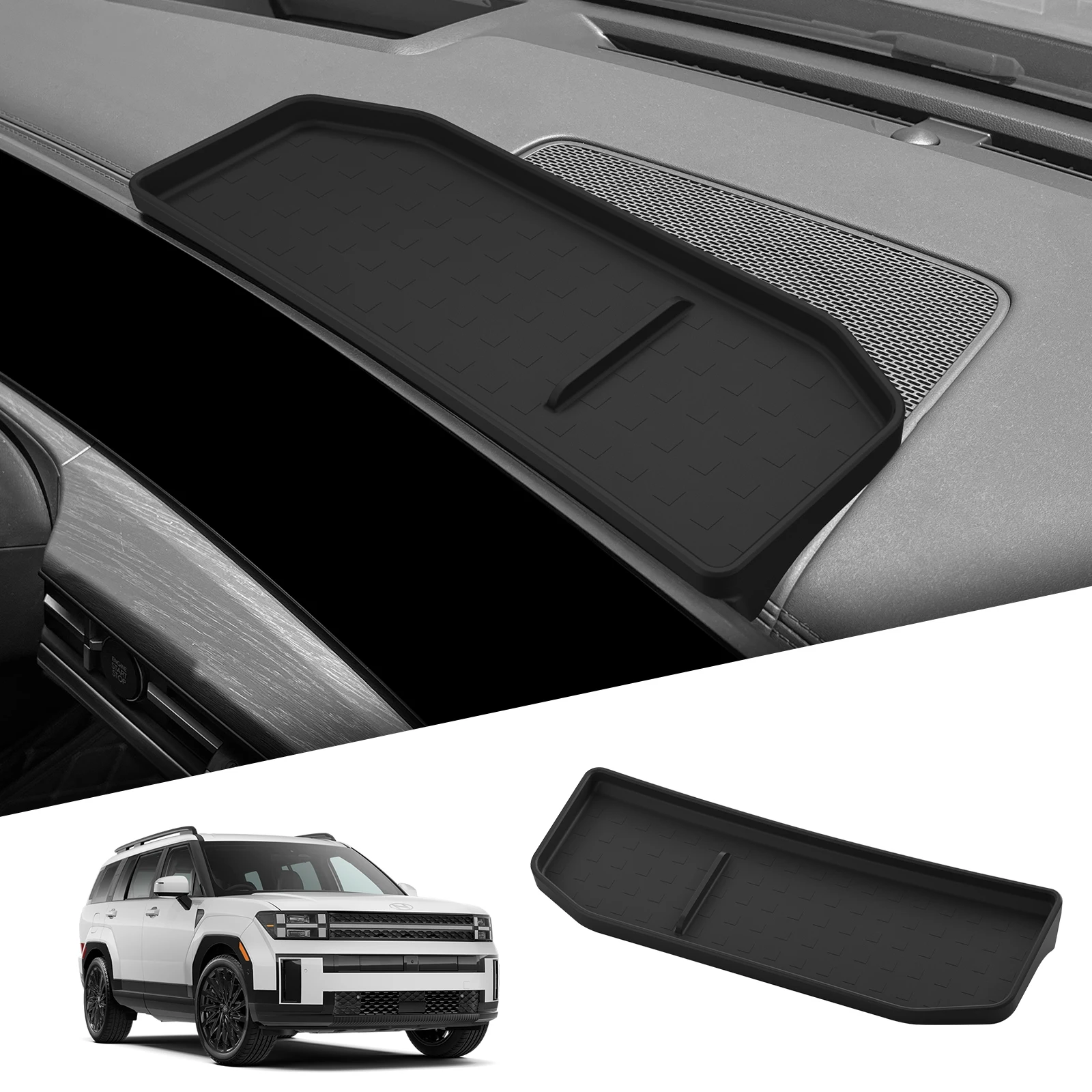 

Smabee для Hyundai Santa Fe 2024 2025, ящик для хранения на приборной панели автомобиля, экран дисплея, задний лоток, органайзер, аксессуары для уборки, черный