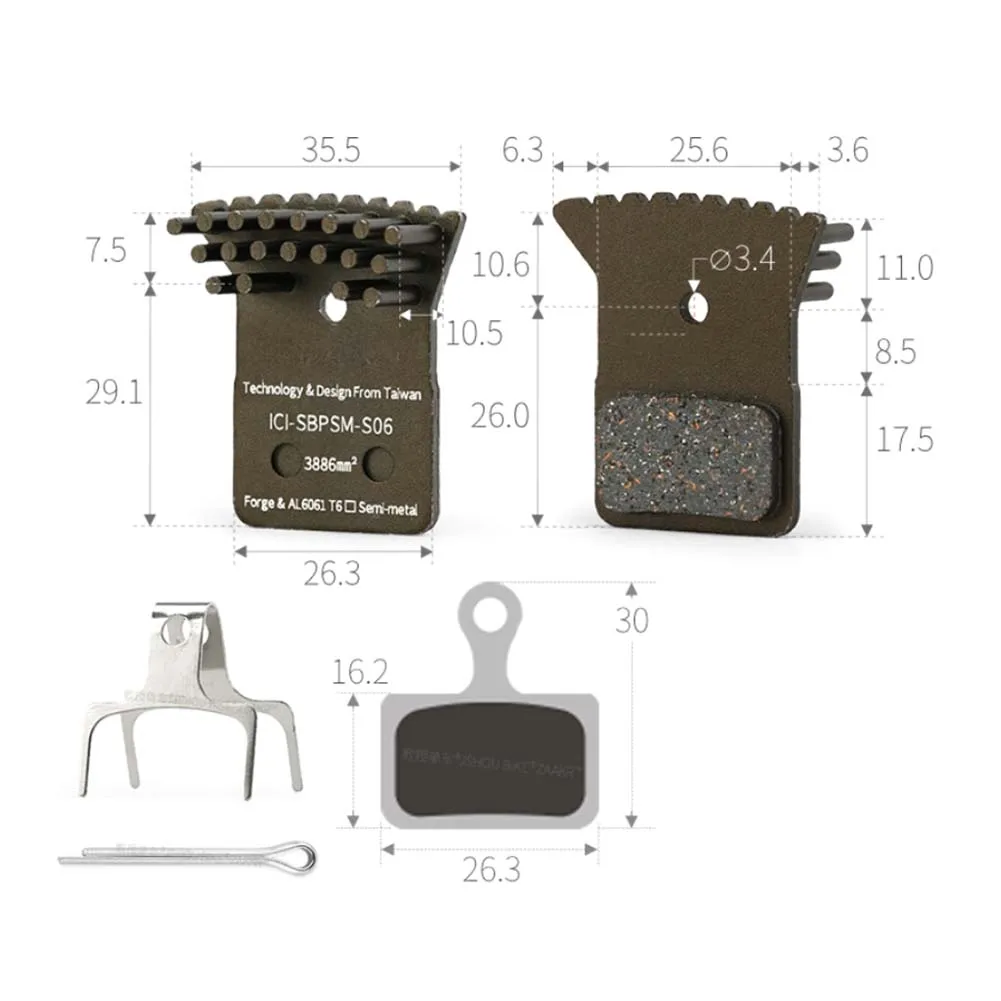 AL6061 Backplate Disc Brake Pads Integrated Forged AL6061 Ice Column Cooling Fins For BR-M8110 BR-M7110 BR-R9270