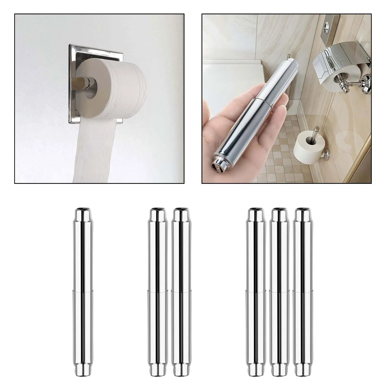 

Toilet Paper Holder Insert Replacement Rod Retractable Practical Sturdy