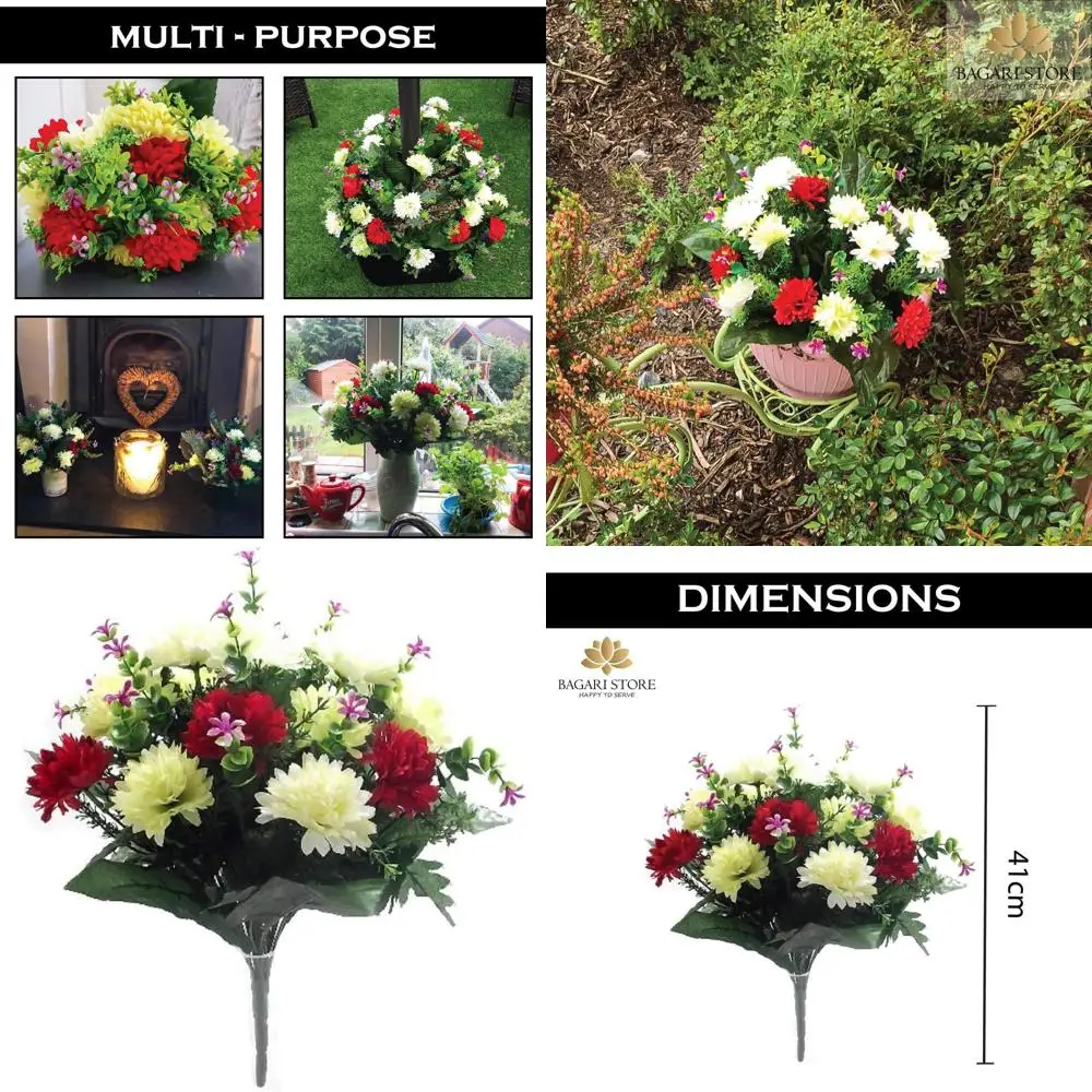 

Искусственные цветы, имитирующие кусты, 41 см, декор из вьющихся растений, набор из 2 штук (цвета: слоновая кость, светло-зеленый, красный)