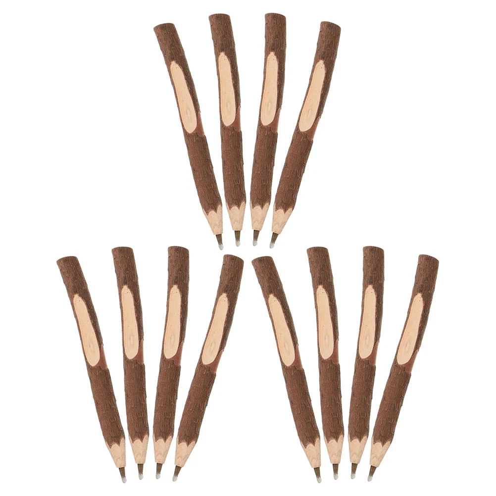 

12PCS Wooden Ballpoint Pens Office Supplies Aesthetic Rusitc Stationery Tree Branch Design Black Ink Pens for Writing Journalin