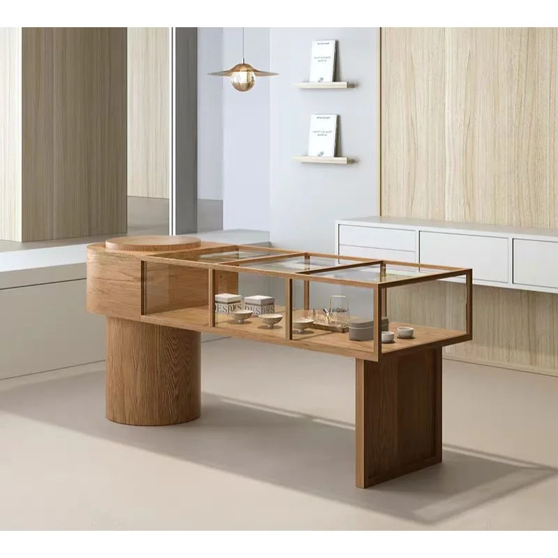 custom.Funroad Custom Jewelry Glass Display Reception Desks Glass Jewelry Store Furniture Lockable Museum Showcases Cabinet