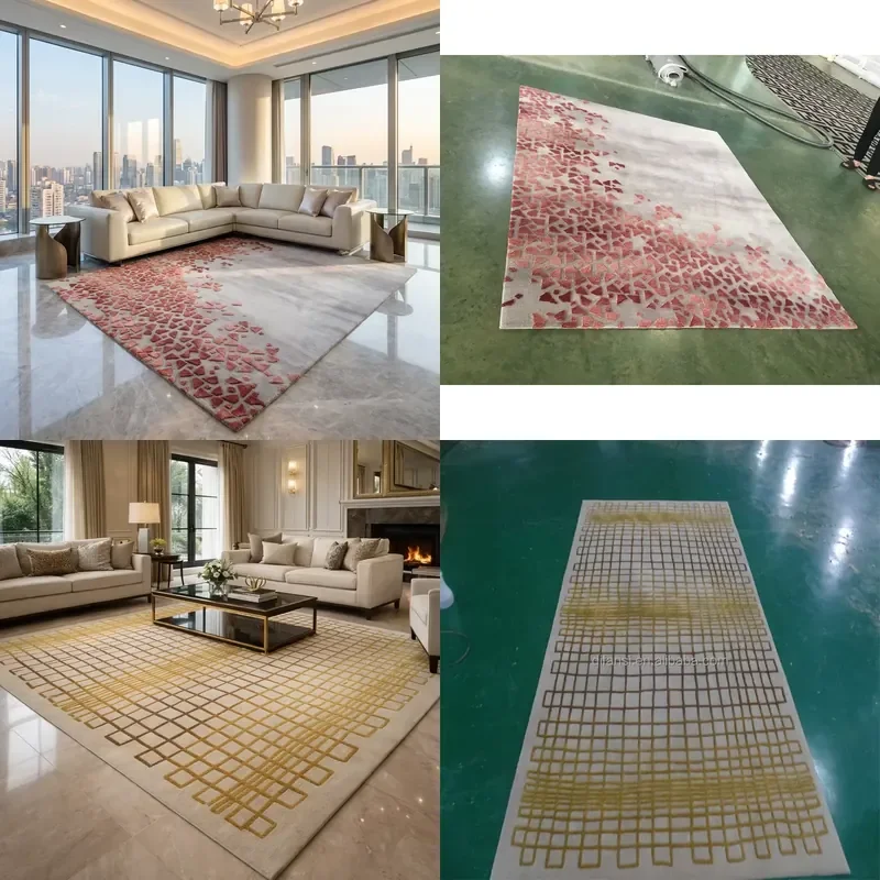 Handmade Hand Tufted Wool Carpet Large Size Area Rug for Living Room Bedroom Floor Decra