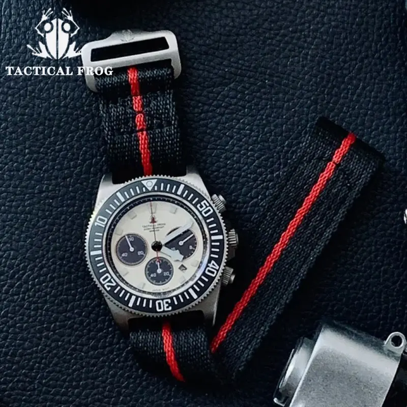 Tactical Frog FXD Titanium 200m Diving Watch For Men Chronograph VS75B Solar-powered Quartz Movement Watch BGW9 Super Luminous