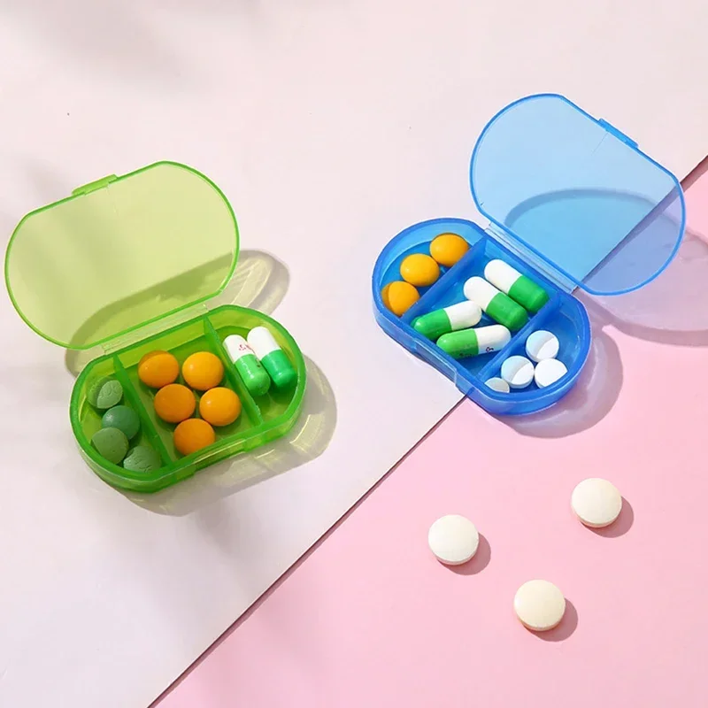 Pill Box Mini Pill Case 3 Grids Tablet Pill Organizer Case Dispenser Travel Tablet Holder Container Medicine Drug Storage Box