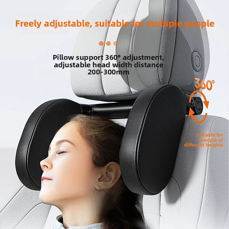 Adjustable Car Headrest Pillow, Side Headrest for Kids Travel Sleep 180° Rotation Neck Support Cushion, Car Interior Accessories