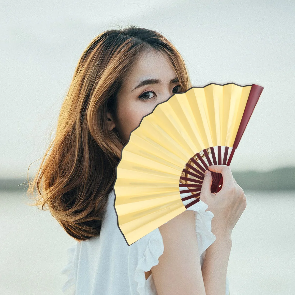 2 pcs Handheld Fabric Fans Handheld Blank Fabric Folding Fans DIY White Chinese Style for Women Decoration Gifts
