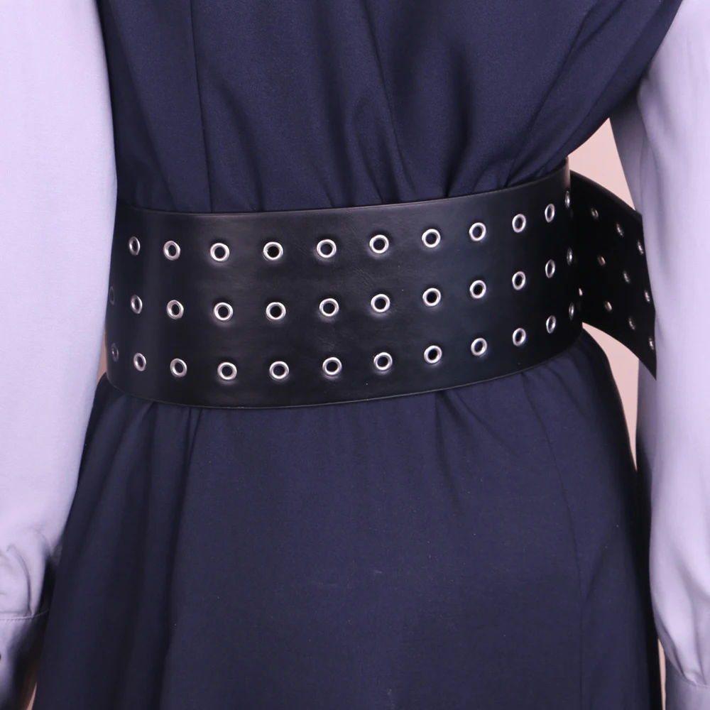 Ladies\' Steam Eye Corn Pin Buckle Leather Punk Rock Belts For Women Hollow out Fashion Corset Waist Decorative On Dress Coat