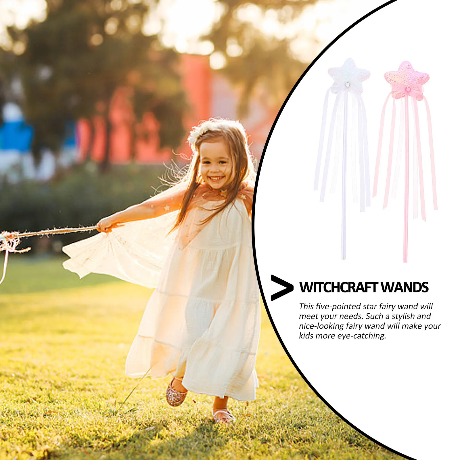 2Pcs 눈길을 끄는 별 모양 요정 지팡이 할로윈 의상 액세서리 어린이를위한 내구성 코스프레 공연