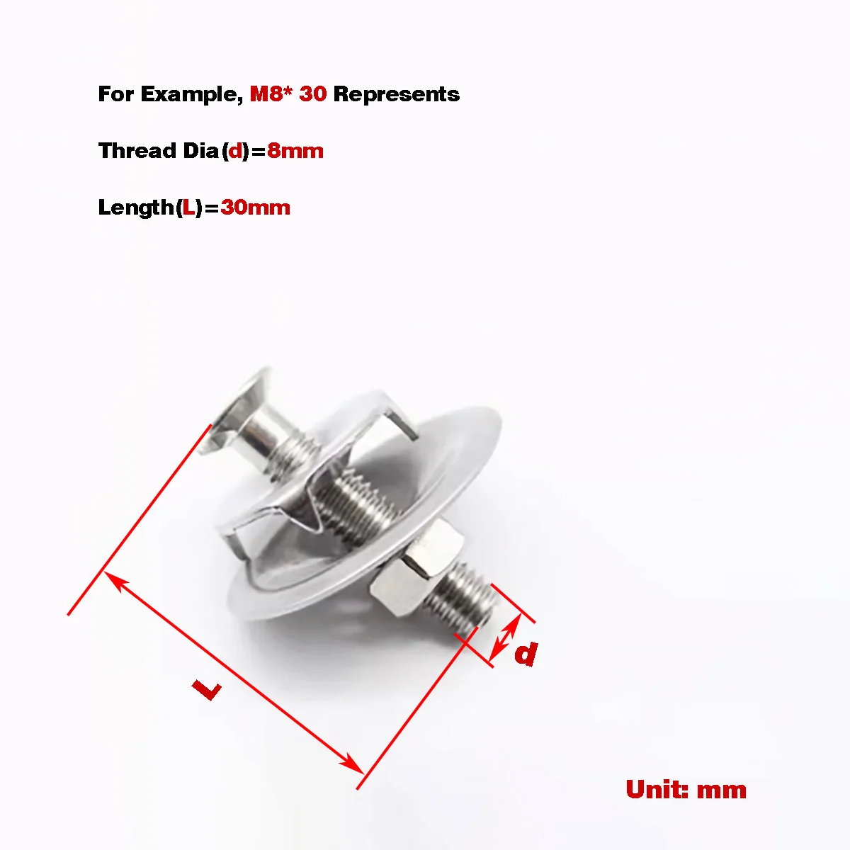 304 Stainless Steel Conveyor Belt Bolt / Elevator Tooth Screw