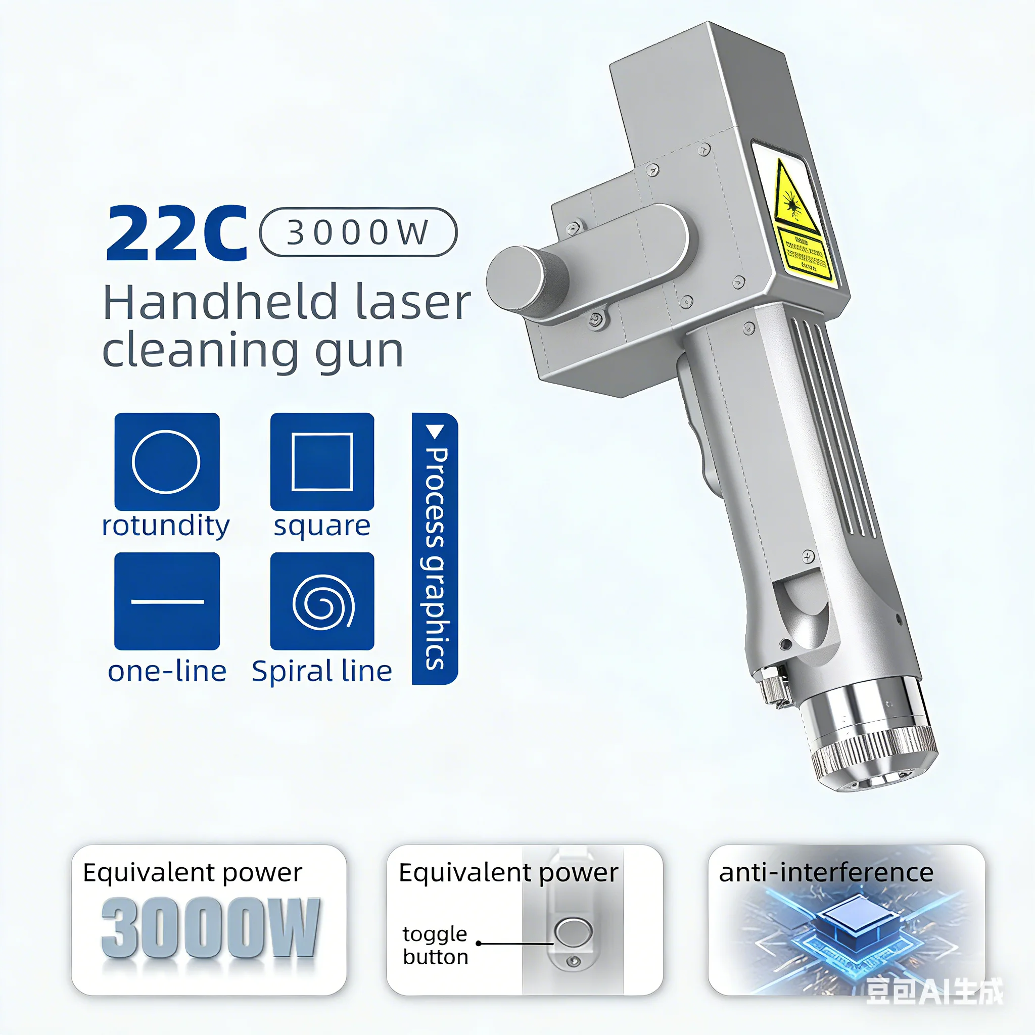 New Sup22C V2.0 3000W Fiber Laser Cleaning Head With Power Detection & Optimization Function High Safety Level