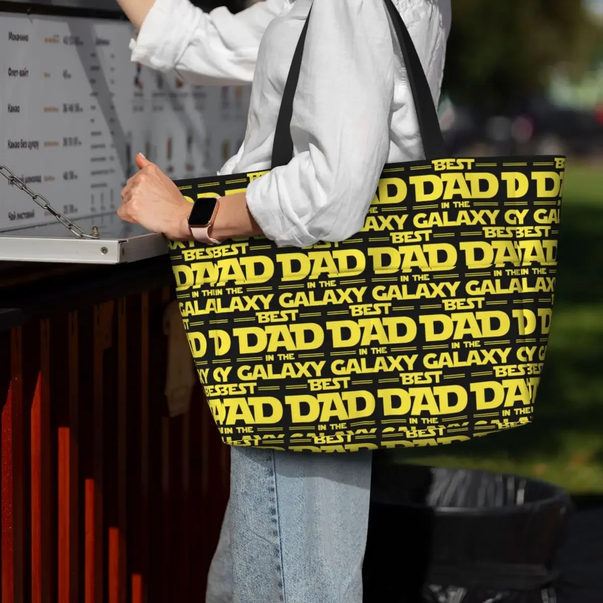 

Best Dad In The Galaxy Beach Tote Bag Sport Gym Yoga Duffle Large Tote Bag Women Travel Bag Fitness bag