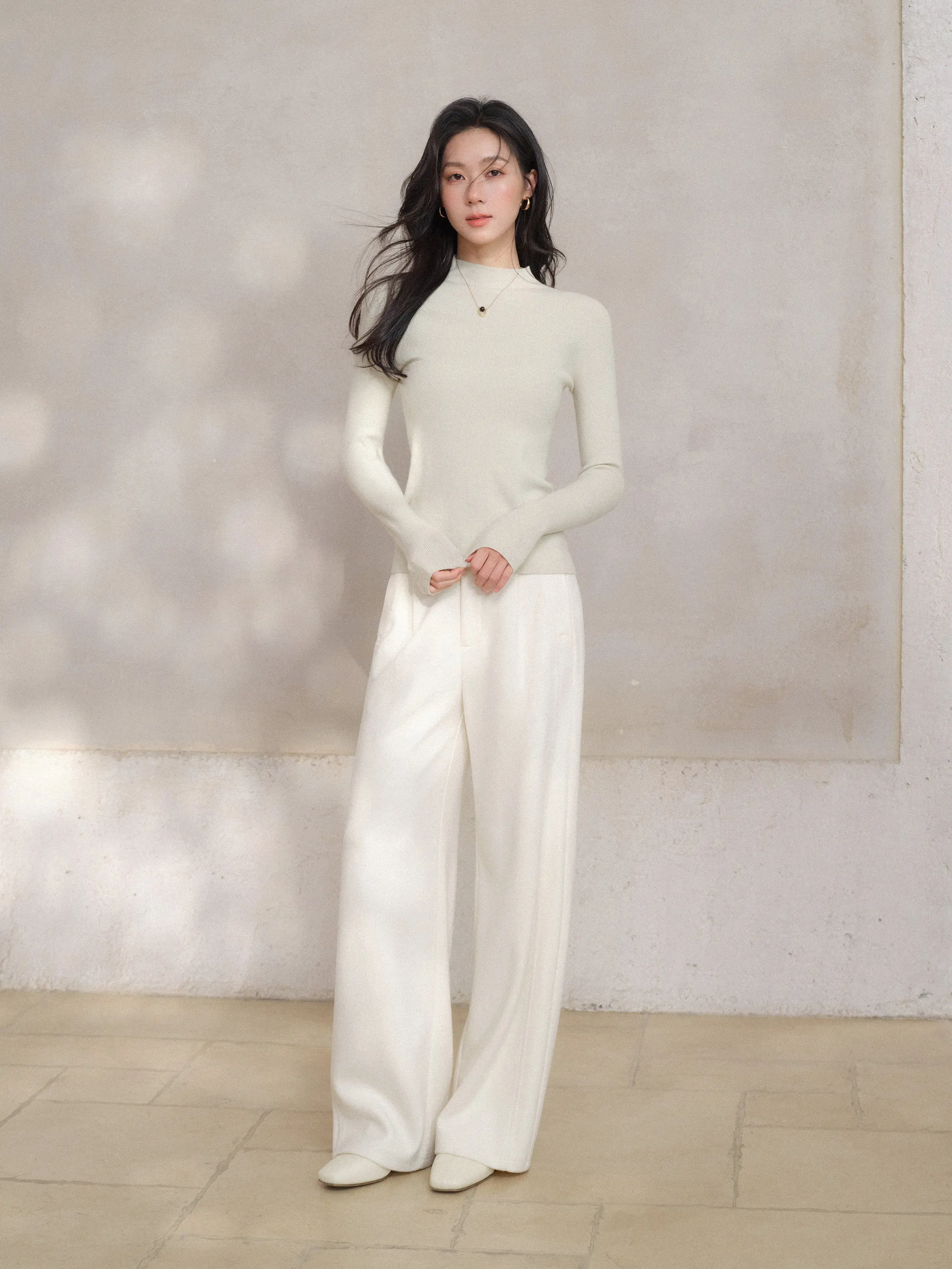 Comfortable High Waist Knit Straight Pants Women Soft Loose Fit Commuter Trousers Chic Casual Spring Wide Leg Long Pants Lady
