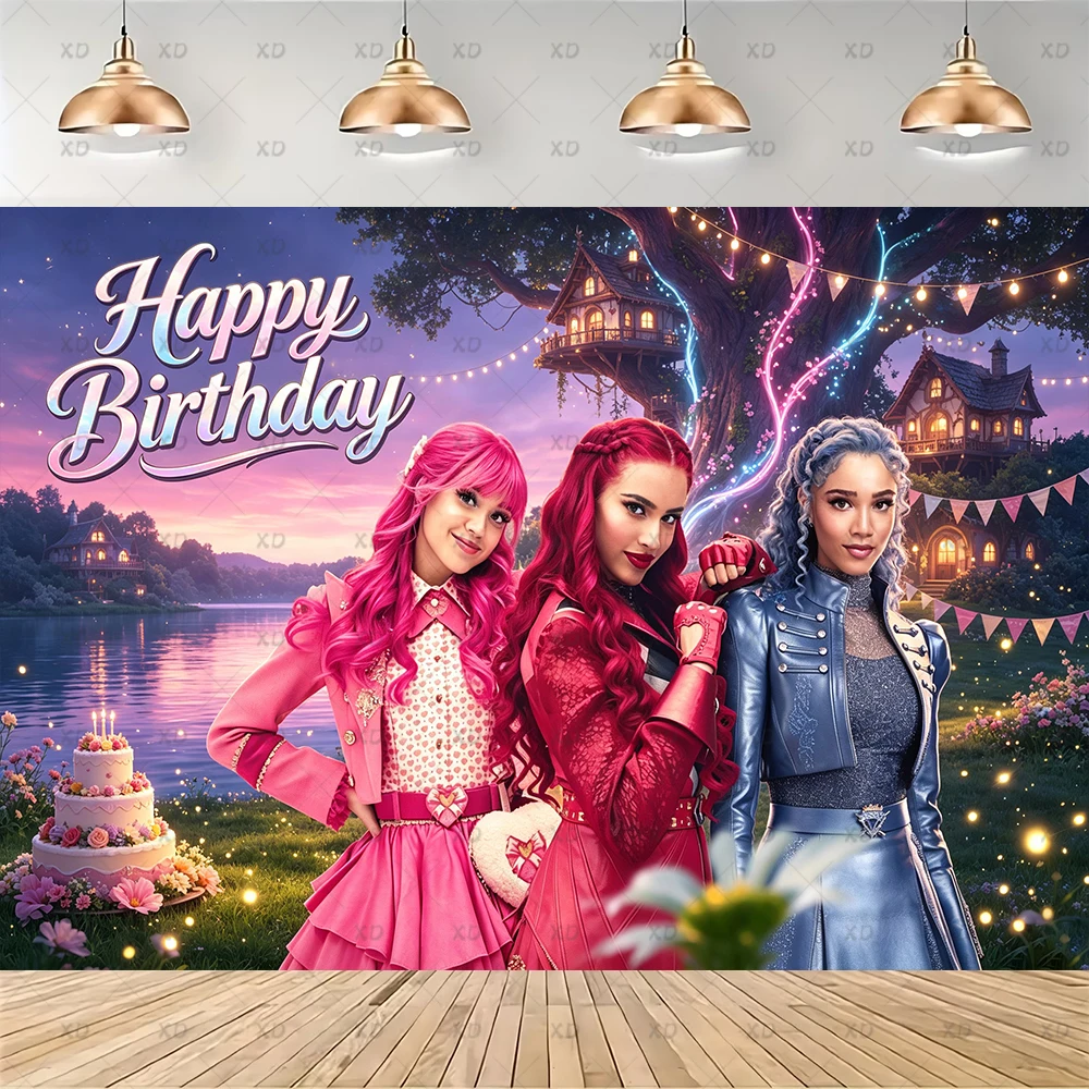 Wicked Wonderland Geburtstagsparty-Dekoration Hintergrund-Requisiten Descendants Ballon-Set Tortendekoration Hintergrund-Banner Kinderzubehör – Detail 6
