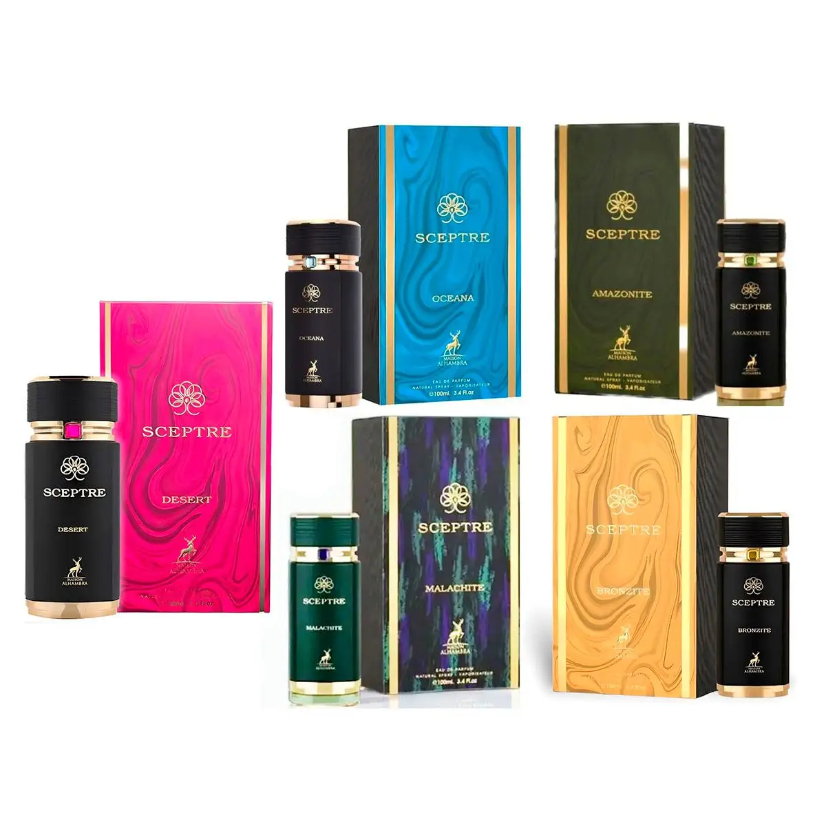 Maison Alhambra Sceptre Malachite, Oceana & Amazonite y Bronzite | Eau de Parfum Unisex 100ml – Elegancia, Frescura y Distinción