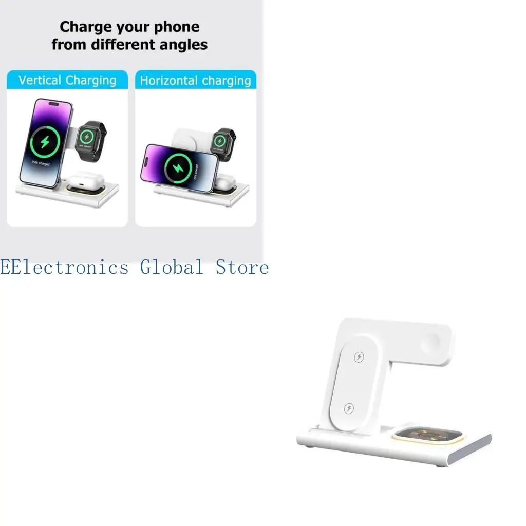 462B شحن لاسلكي فعال 3 في 1 للهاتف 16 15 14 سلسلة ساعات وسماعات أذن