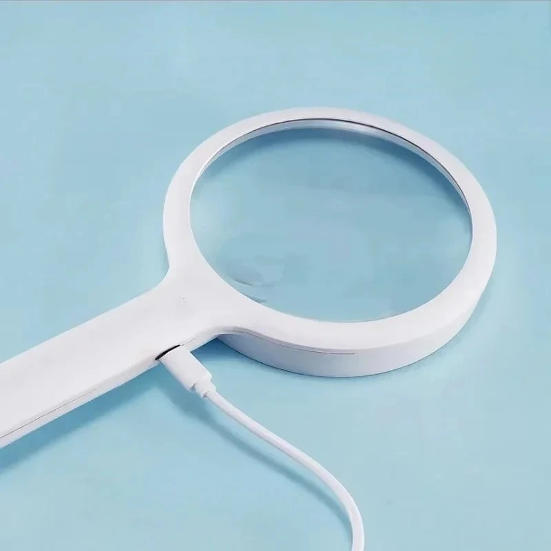 30X 60X Handheld Magnifying Glass USB Rechargeable Magnifier with 20 LED Lights Illuminated Magnifier for Reading Identification
