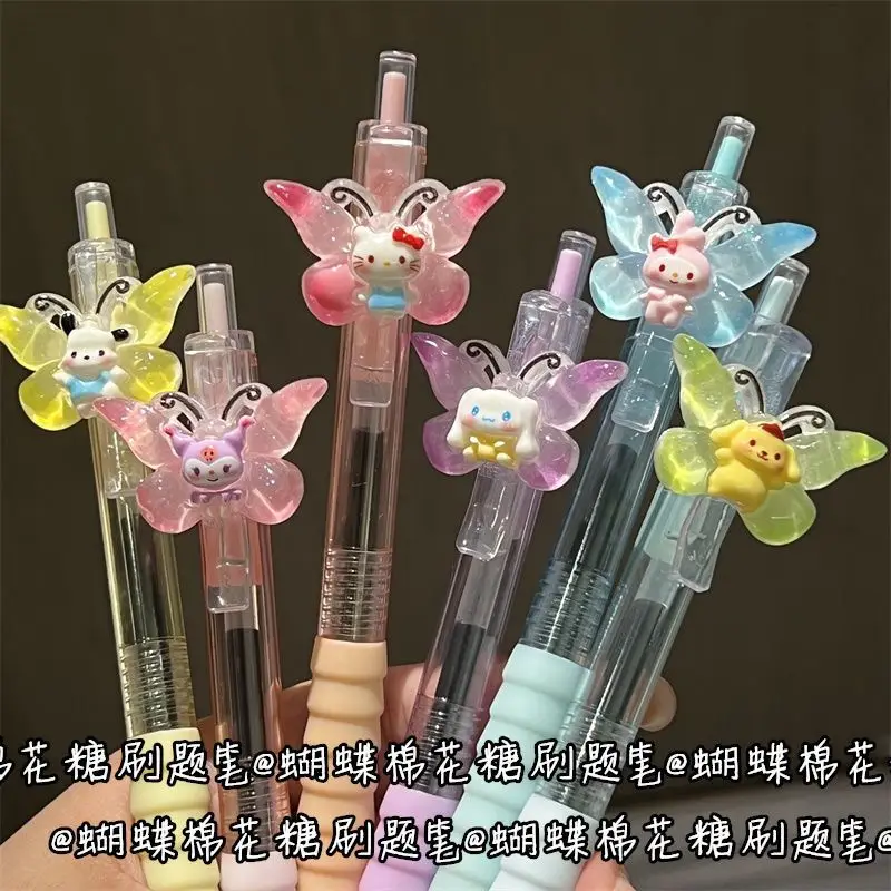 

6pcs Cute Candy-Colored Sanrio Hello Kitty Quick-Drying Black Ink Smooth WritingKorean Stationery Office Accessories