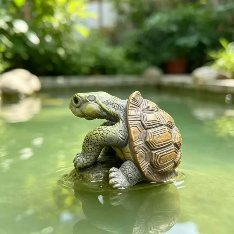 Tortoise Figurine Resin Turtle Statue Flower Pot Hanger Planter Edge Decor Mini Tortoise Sculpture for Vase Fish Tank