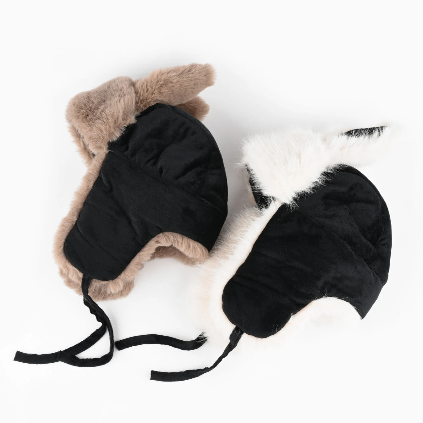 Khaki Cute Bunny Ear Trapper Bomber Hats Unisex Men Women Winter Thick Fleece Lined Earflap Hat Windproof Cycling Warm Snow Cap