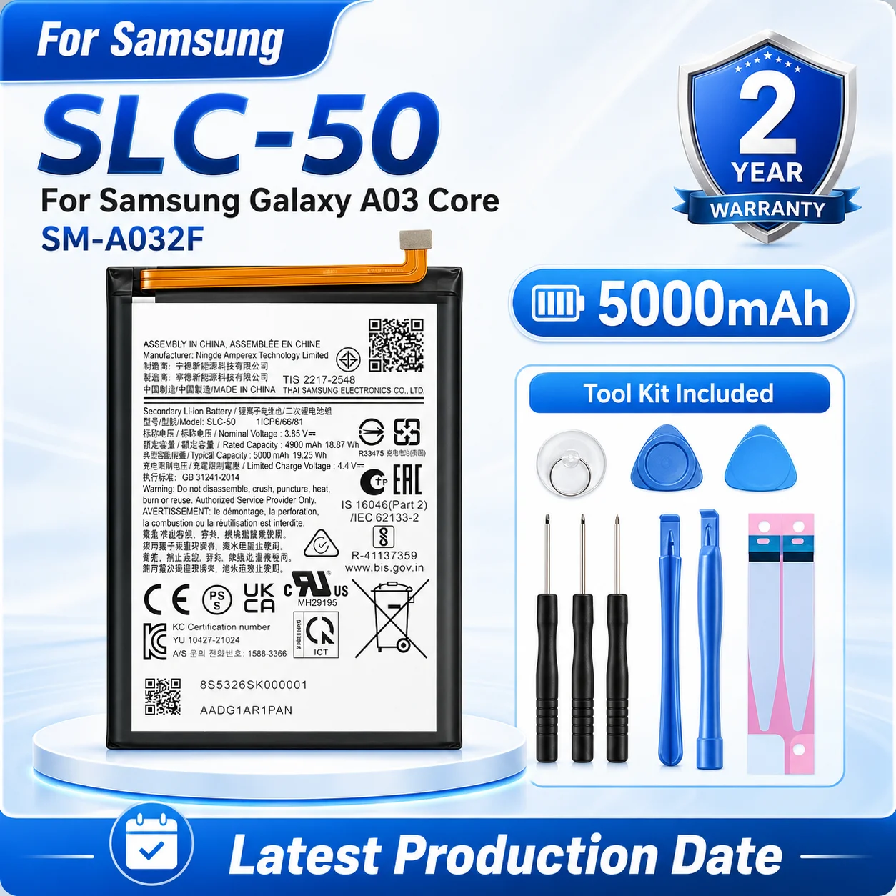 

2025 years Brand New SLC-50 5000mAh High Quality Replacement Battery For Samsung Galaxy A03 Core SM-A032F
