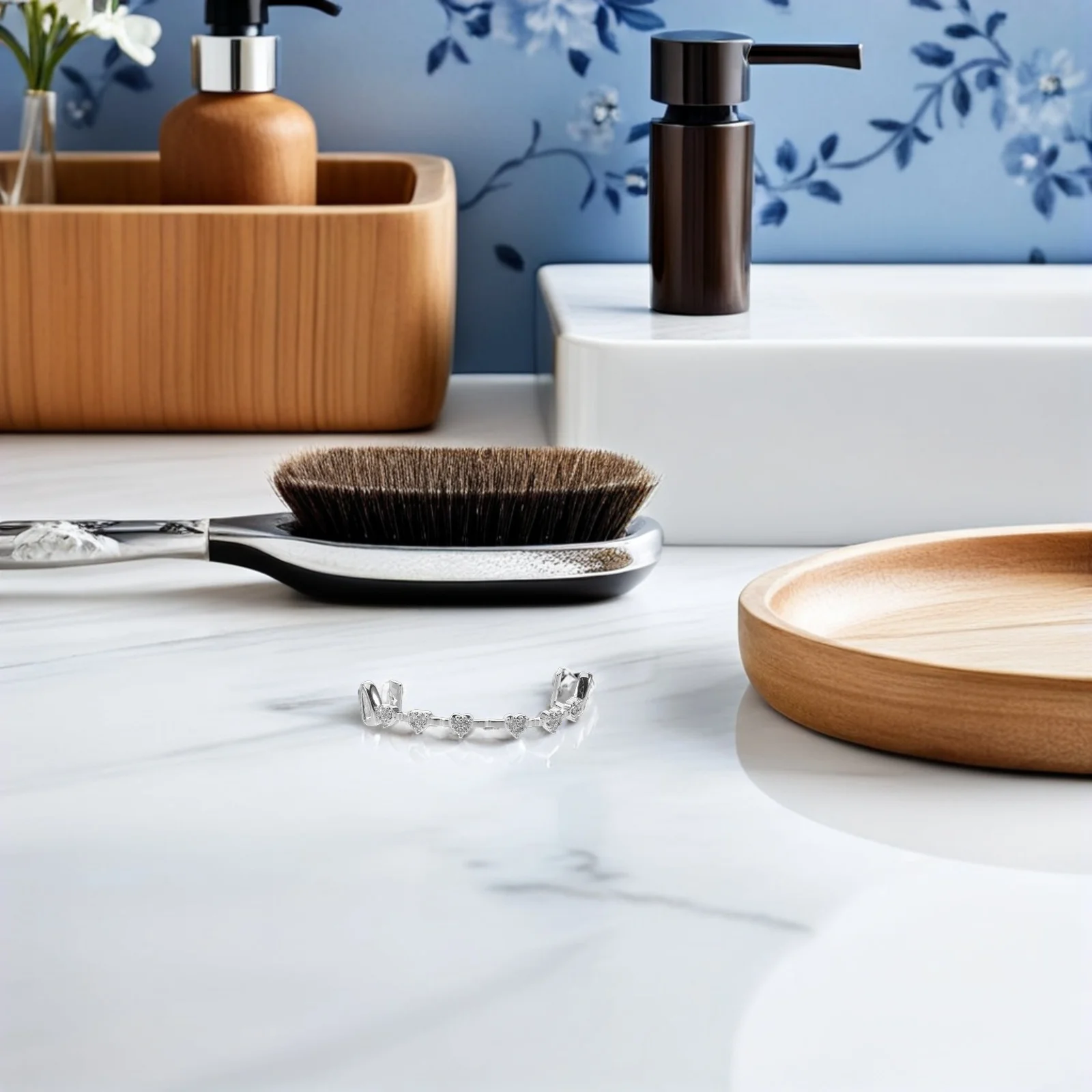 

2Pcs Rhinestone Teeth Grill Silver Plated Mouthpiece Hip Hop Halloween Costume Accessories Party Dress Up Grills for Teeth