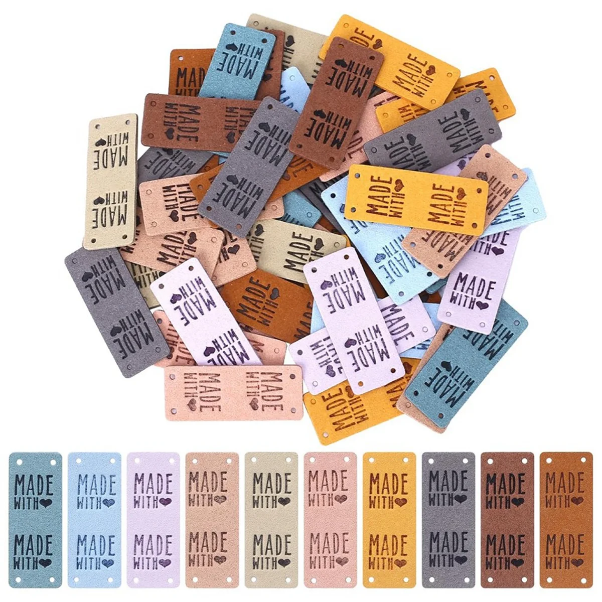 Tag fatto a mano 50PCS Etichetta in pelle PU Etichetta fatta a mano Etichetta in ecopelle Etichetta in rilievo Etichetta abbellimento Accessori fai da te in maglia