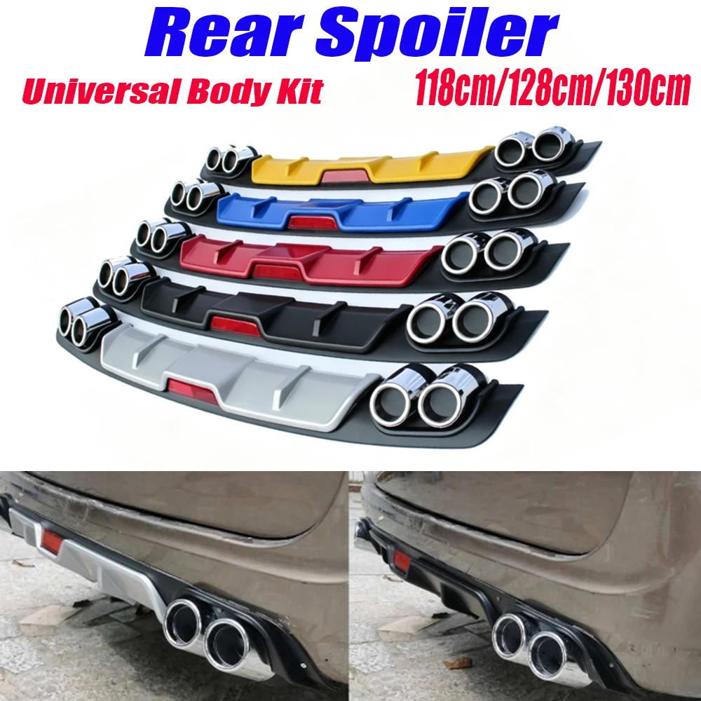 Car Rear Bumper Diffuser Fake Four Out Exhaust Lip Rear Lower Splitter Spoiler Auto Decorative Rear Diffuser Universal Car view 6