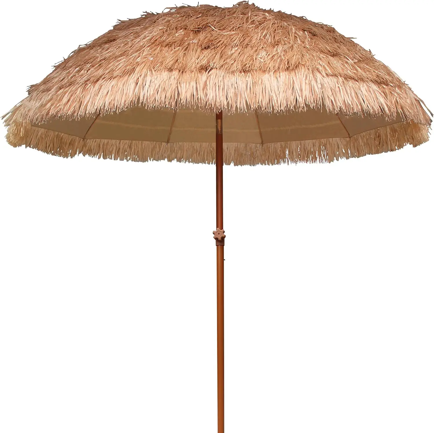 7.5ft Hula Thatched Tiki Patio Beach Umbrella Hawaiian Style 10 Ribs UPF 50+ with Tilt Carry Bag for Outdoor Tiki Bar, Tropical