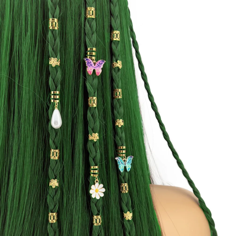 34pcs Gold Butterfly Hollow Out Hair Ring Hair Braiding Dread Locks Dreadlocks Beads Charm DIY Hair Braid Tubes Hair Jewelry